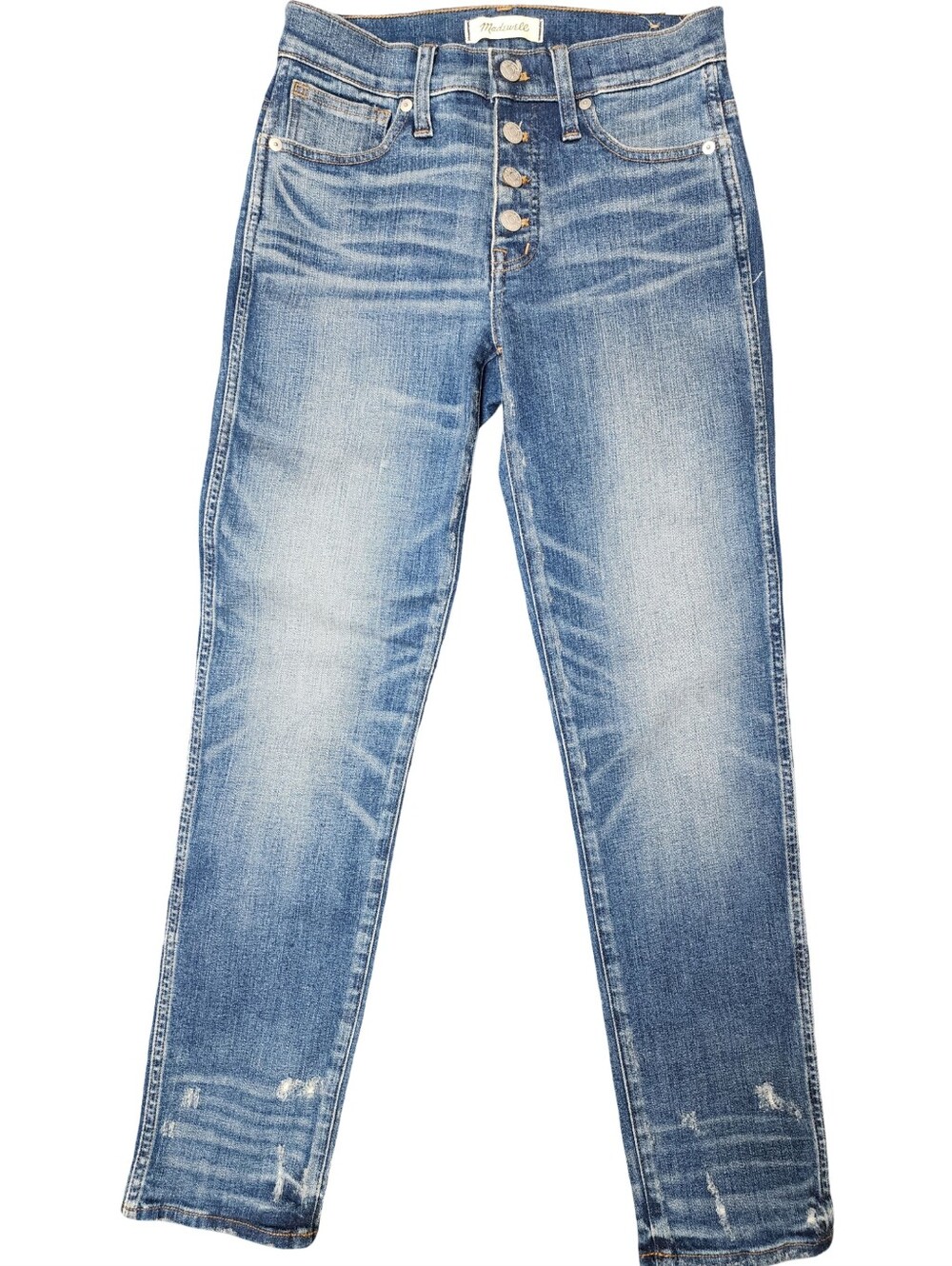 MADEWELL Perfect Vintage Slim Straight Jeans Cordova Wash Mid To High Rise 25